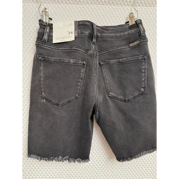 KanCan High Rise Fray Hem Bermuda Shorts-1/24 - Picture 2 of 7